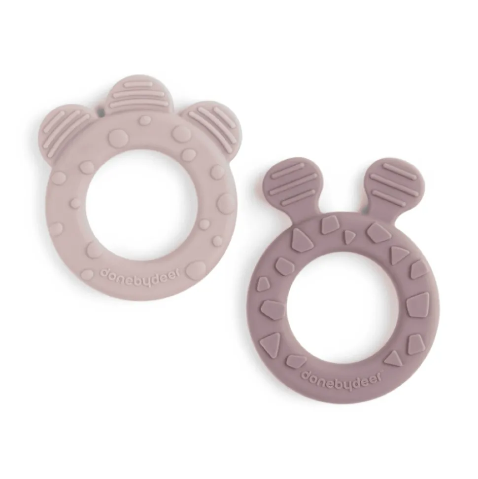 Lot de 2 anneaux de dentition deer friends rose