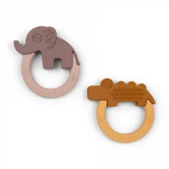 Lot de 2 anneaux de dentition en silicone deer friends mustard / powder