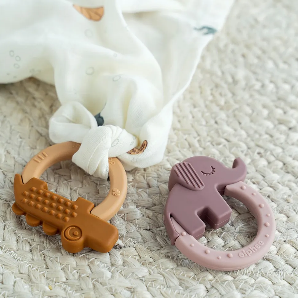 Lot de 2 anneaux de dentition en silicone deer friends mustard / powder