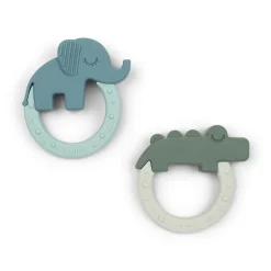 Lot de 2 anneaux de dentition en silicone deer friends green/blue