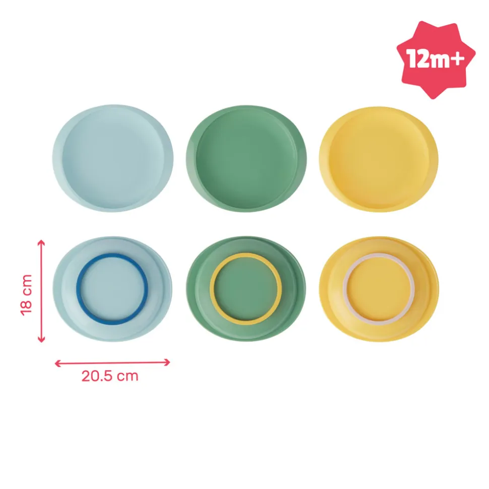 Lot de 3 assiettes anti-dérapantes