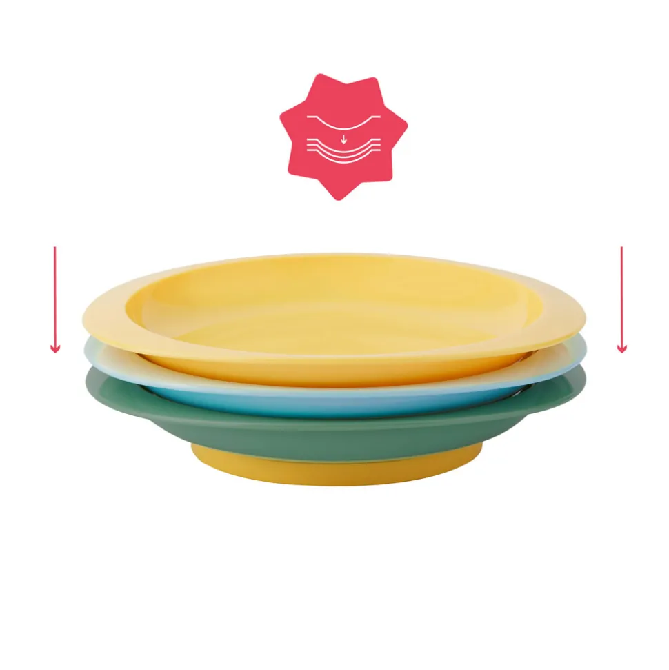 Lot de 3 assiettes anti-dérapantes