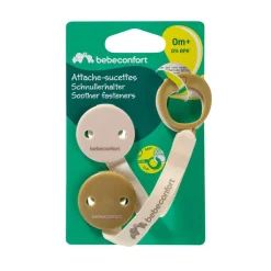 Lot de 2 attaches sucette à clip green/beige
