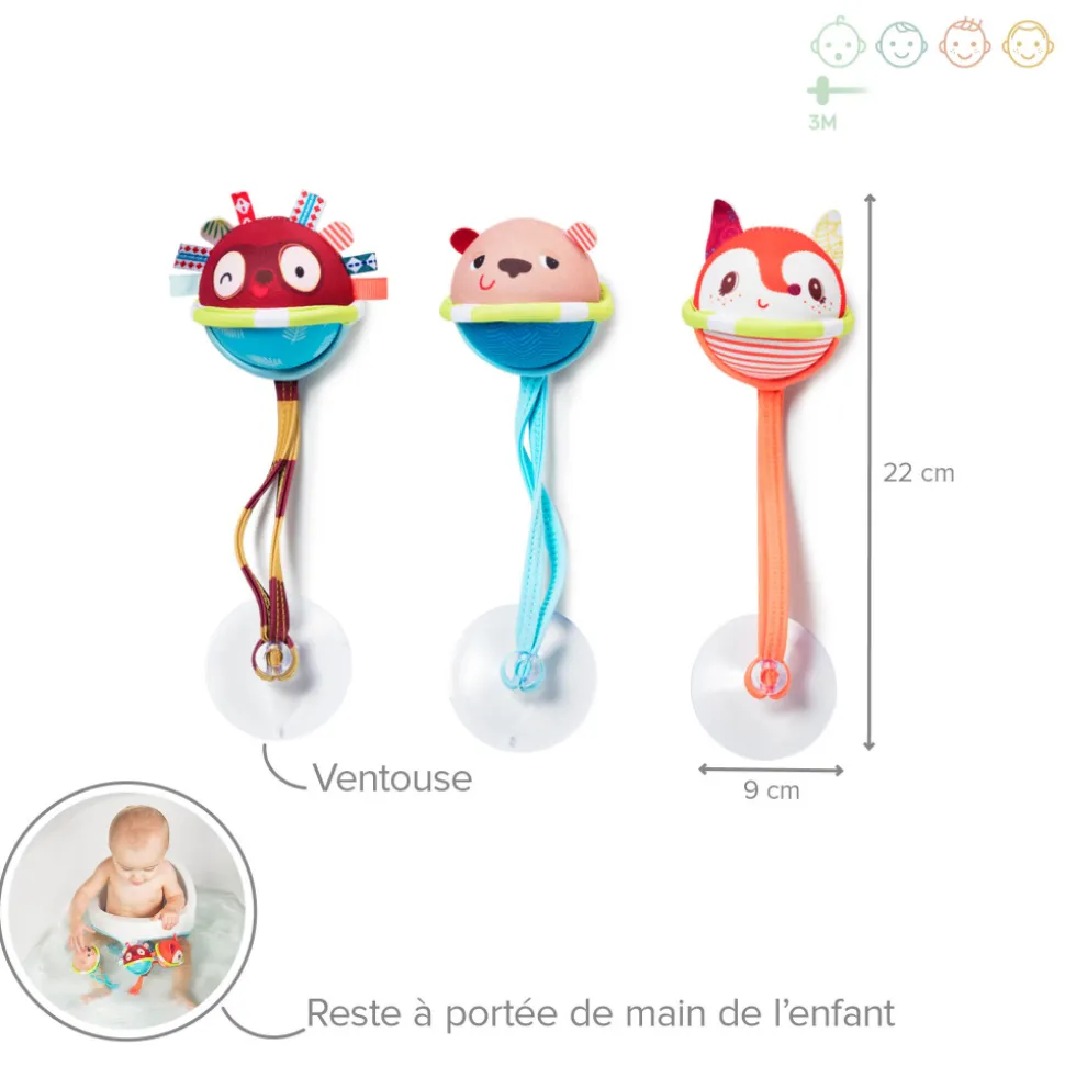 Lot de 3 balles de bain georges, césar et alice