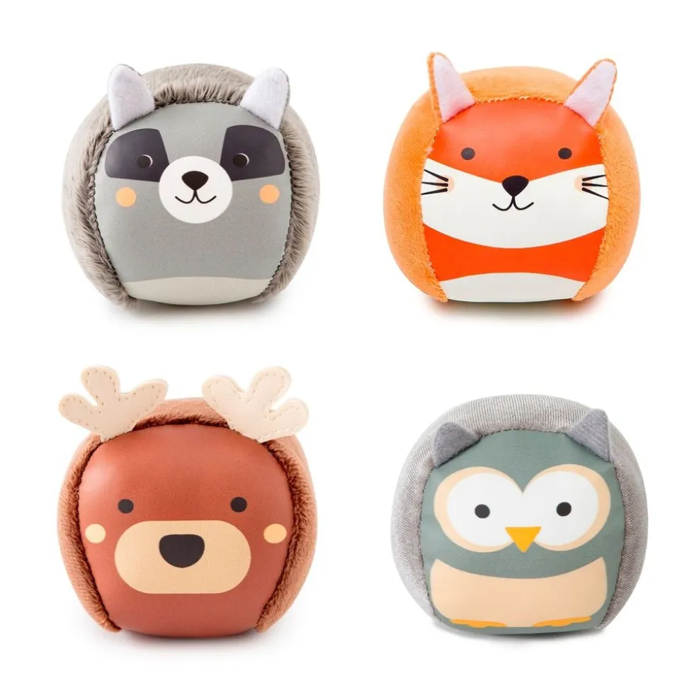 Lot de 4 balles doudous forêt
