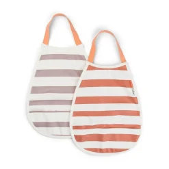 Lot de 2 bavoirs avec élastique stripes papaye/rose