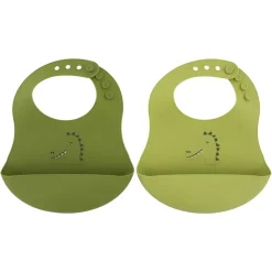 Lot de 2 bavoirs avec récupérateur en silicone mr. dino