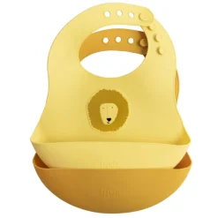 Lot de 2 bavoirs avec récupérateur en silicone mr. lion