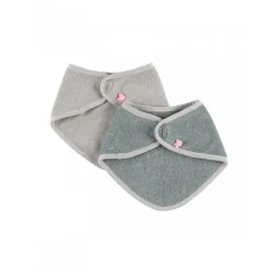 Lot de 2 bavoirs bandana dinosaure et arc en ciel