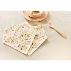 Lot de 2 bavoirs bandana flower fairies