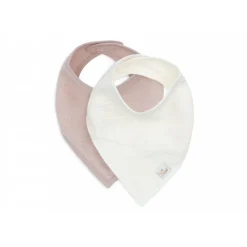 Lot de 2 bavoirs bandana gaze de coton wild rose & oatmeal