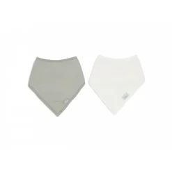 Lot de 2 bavoirs bandana gaze de coton olive green & oatmeal