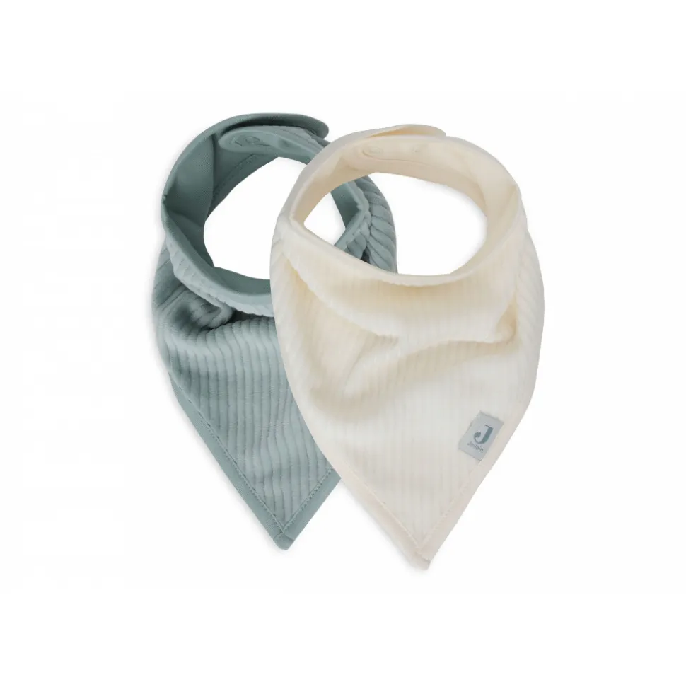 Lot de 2 bavoirs bandana velvet sea green & ivoire