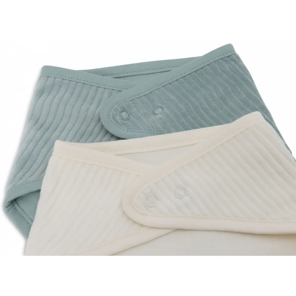 Lot de 2 bavoirs bandana velvet sea green & ivoire