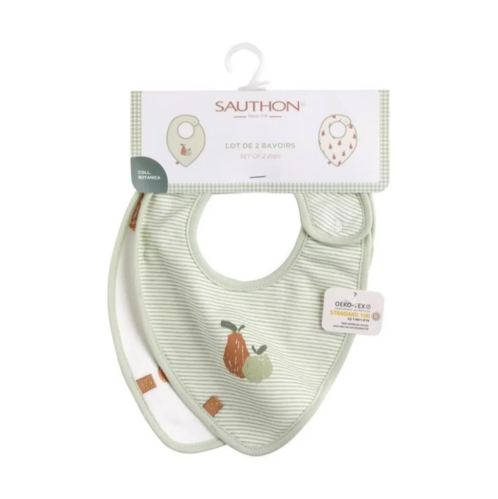 Lot de 2 bavoirs bébé botanica