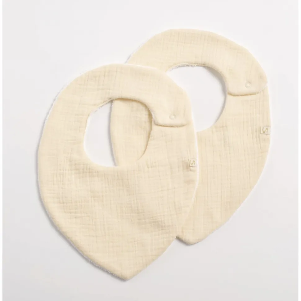 Lot de 2 bavoirs bébé uni vanilla
