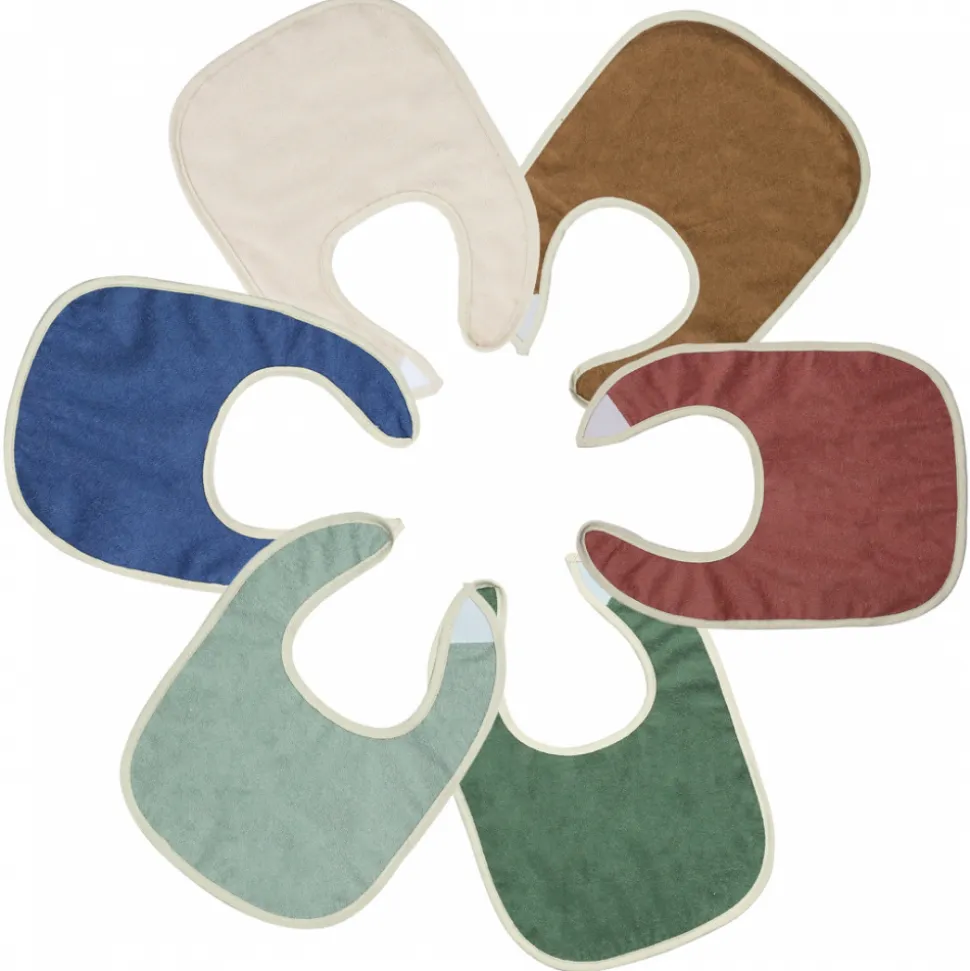Lot de 6 bavoirs 1er âge 6 couleurs