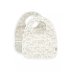 Lot de 2 bavoirs imperméables animaux olive