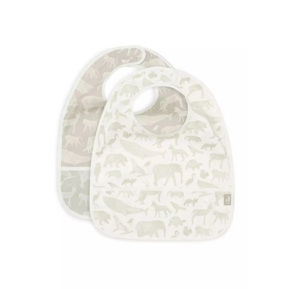 Lot de 2 bavoirs imperméables animaux olive