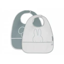 Lot de 2 bavoirs imperméables miffy peekaboo sea green