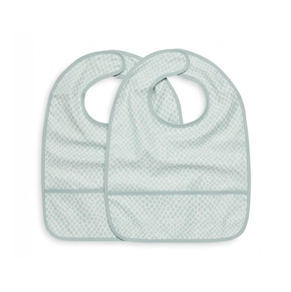 Lot de 2 bavoirs imperméables snake soft green