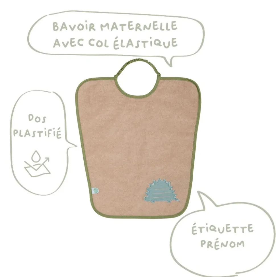 Lot de 2 bavoirs maternelle maternelle + dinosaure