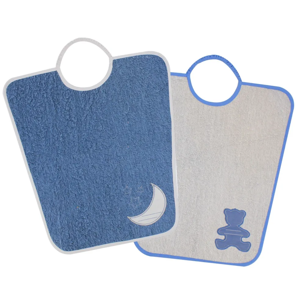 Lot de 2 bavoirs maternelle ours + lune