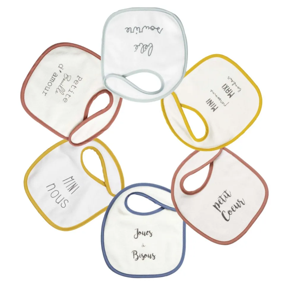 Lot de 6 bavoirs mots tendres