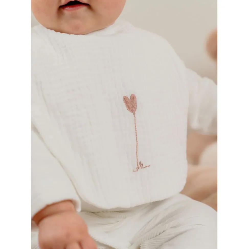 Lot de 3 bavoirs, mousseline de coton bio et éponge