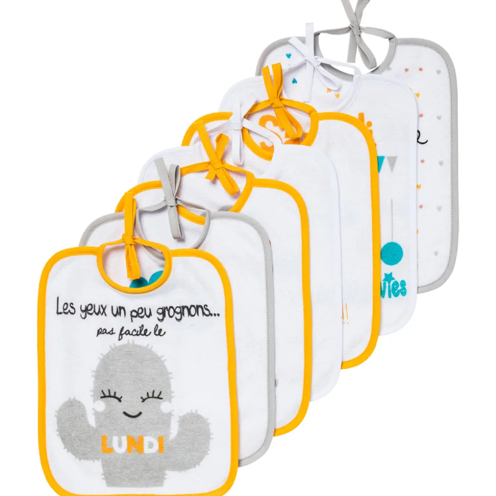 Lot de 7 bavoirs naisance journalier