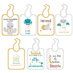 Lot de 7 bavoirs naisance journalier