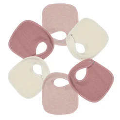 Lot de 6 bavoirs naissance nid d'abeille unis rose