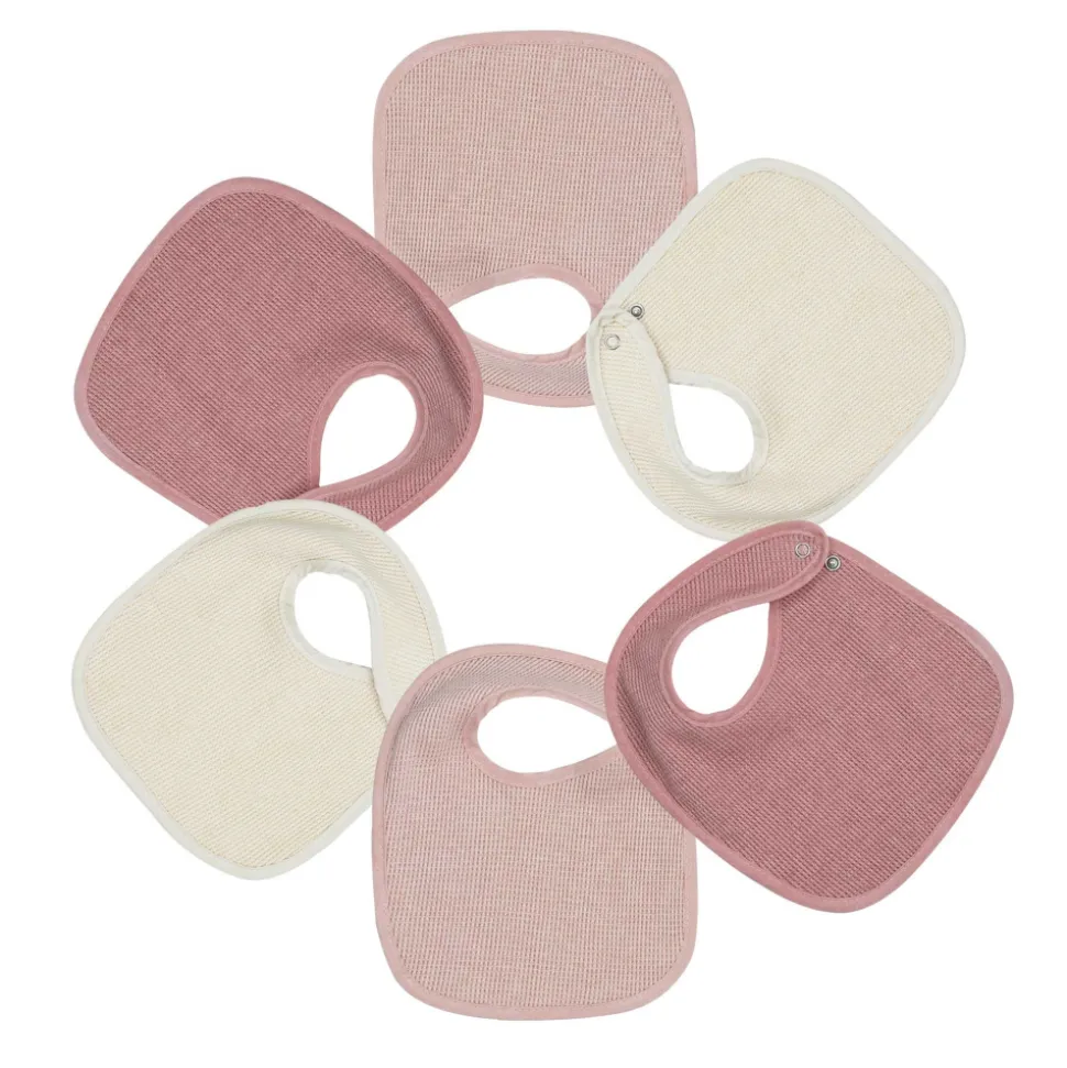 Lot de 6 bavoirs naissance nid d'abeille unis rose