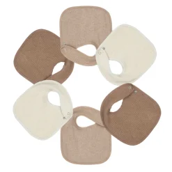 Lot de 6 bavoirs naissance nid d'abeille unis beige & choco