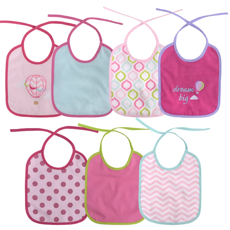 Lot de 7 bavoirs naissance - rose