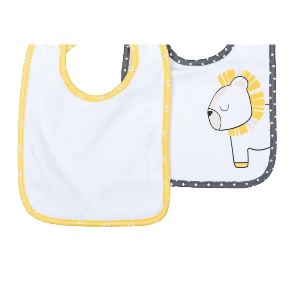 Lot de 2 bavoirs pluche et pompon