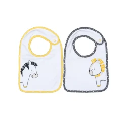 Lot de 2 bavoirs pluche et pompon