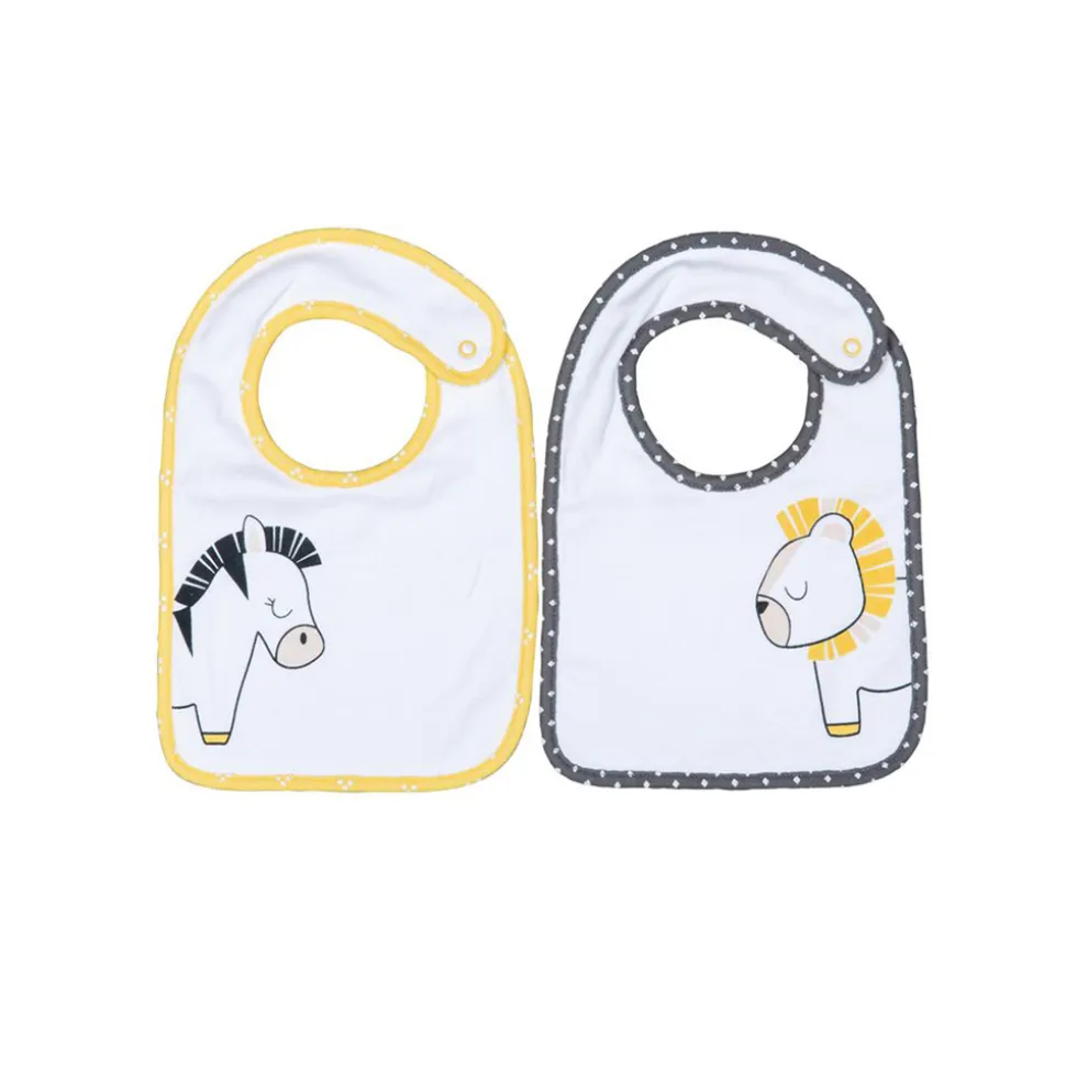 Lot de 2 bavoirs pluche et pompon
