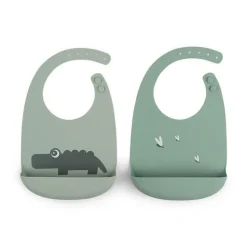 Lot de 2 bavoirs récupérateurs croco vert