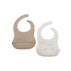 Lot de 2 bavoirs silicone elephant tales