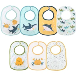 Lot de 7 bavoirs velcro blanc