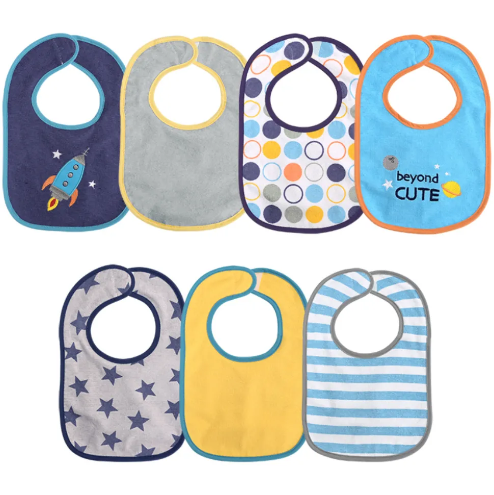 Lot de 7 bavoirs velcro bleu