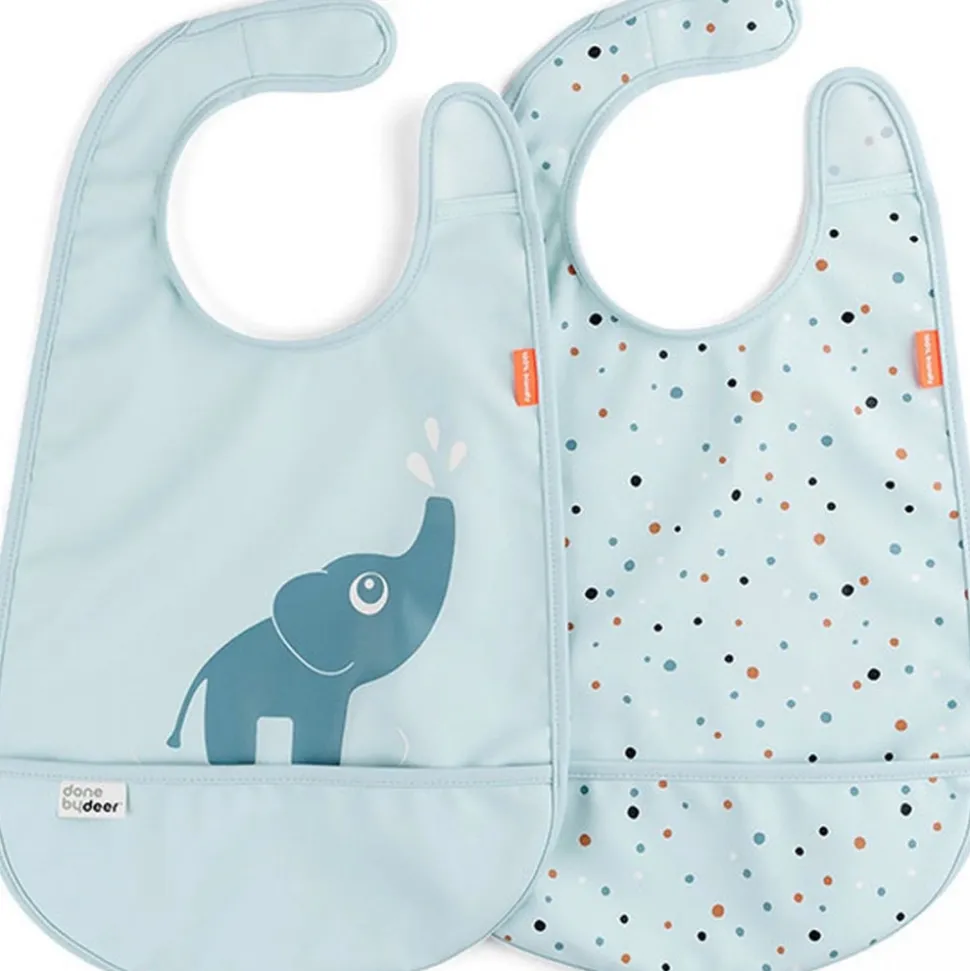 Lot de 2 bavoirs velcro elphee bleu
