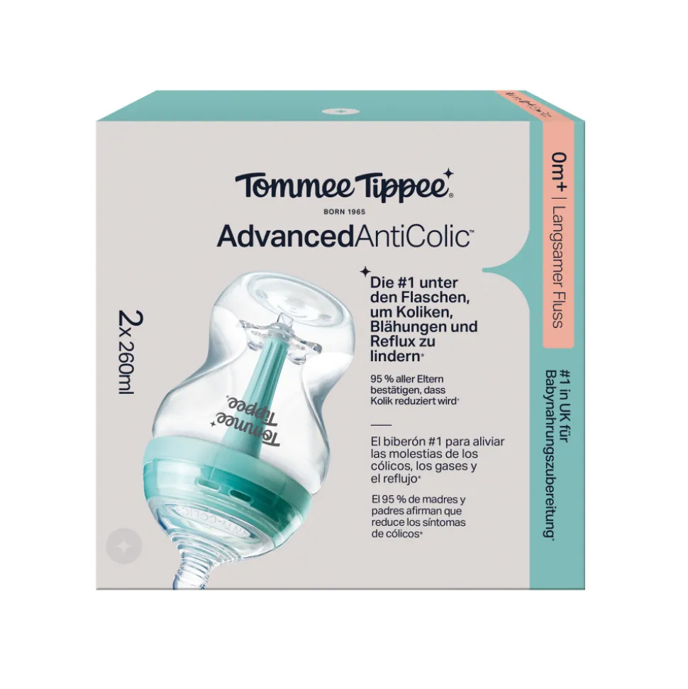 Lot de 2 biberons anti-colique avancé transparent 260 ml