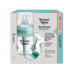 Lot de 2 biberons anti-colique avancé transparent 260 ml