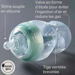 Lot de 2 biberons anti-colique avancé transparent 260 ml