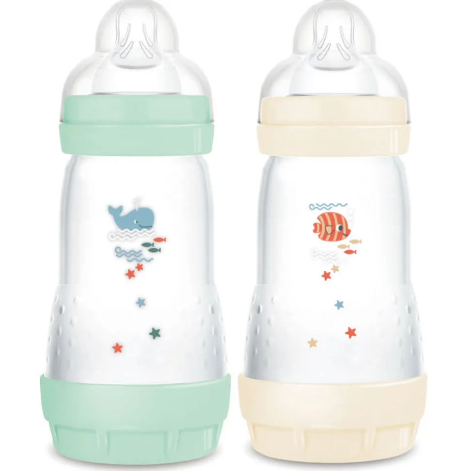 Lot de 2 biberons anti-colique 260 ml menthe et coton
