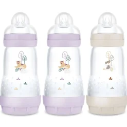 Lot de 3 biberons anti-colique 260 ml lilas, nature et sable