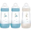 Lot de 3 biberons anti-colique 260 ml océan, nature et sable