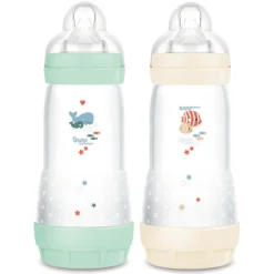 Lot de 2 biberons anti-colique 320 ml menthe et coton